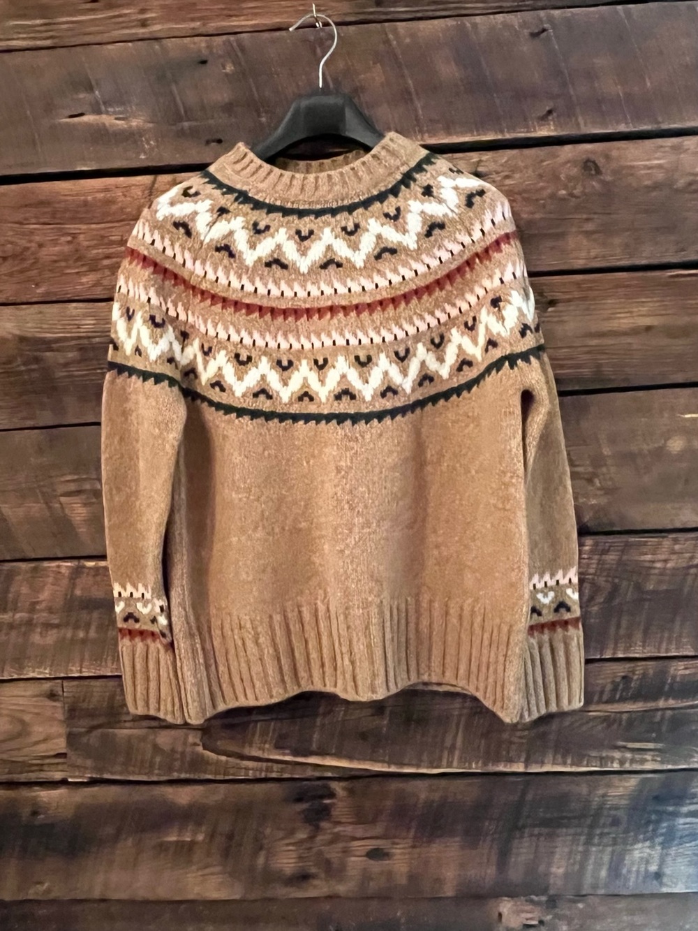 Barbour Langford Knit Sweater Nordic Fair Isle crew neck wool blend Cabincore 6 - Picture 2 of 7